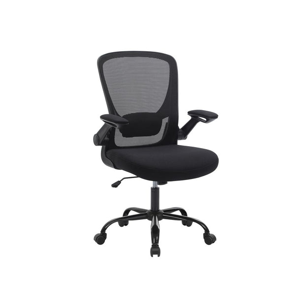 Ergonomic Office Chair – Mesh – Black – Adjustable Lumbar Support, Folding Armrests, 360° Swivel