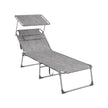 Folding Sun Lounger – Fabric – Misty Blue – Adjustable Backrest with Sunshade