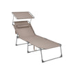 Folding Sun Lounger – Fabric – Misty Blue – Adjustable Backrest with Sunshade