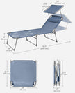 Folding Sun Lounger – Fabric – Misty Blue – Adjustable Backrest with Sunshade