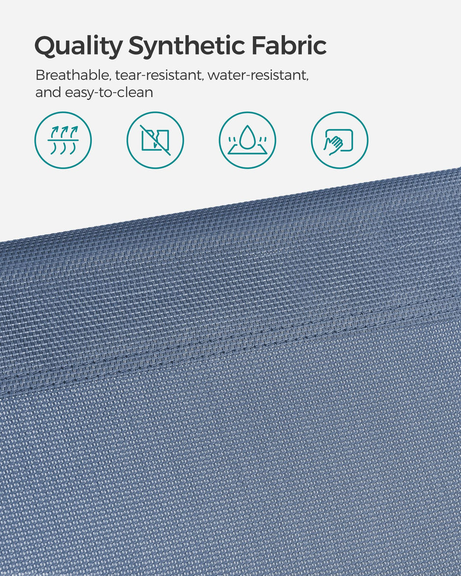 Folding Sun Lounger – Fabric – Misty Blue – Adjustable Backrest with Sunshade