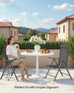 Folding Garden Chair – Durable Aluminum – Grey – 8-Angle Reclining Backrest, Max. Capacity 150 kg
