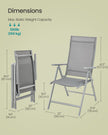 Folding Garden Chair – Aluminum – Grey – 8-Angle Reclining Backrest, Max Capacity 150 kg