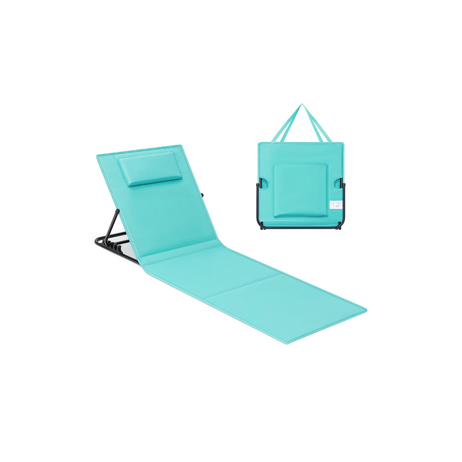 Folding Beach Sunlounger – Lightweight Fabric – Slate Grey – Portable with Reclining Backrest and Handle