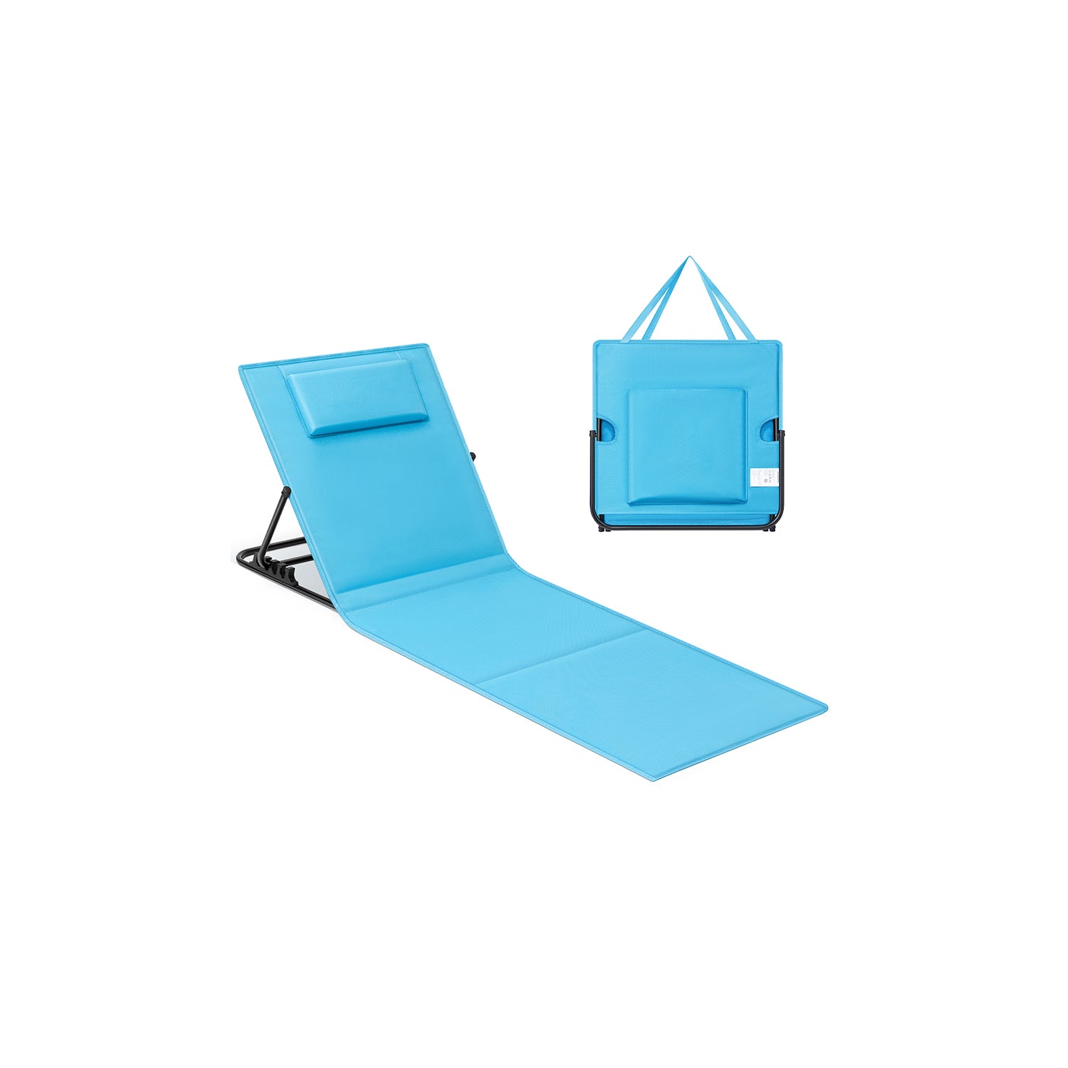 Folding Beach Sunlounger – Lightweight Fabric – Slate Grey – Portable with Reclining Backrest and Handle