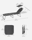 Sun Lounger – Fabric – Dark Grey – Adjustable Backrest with Headrest and Sunshade
