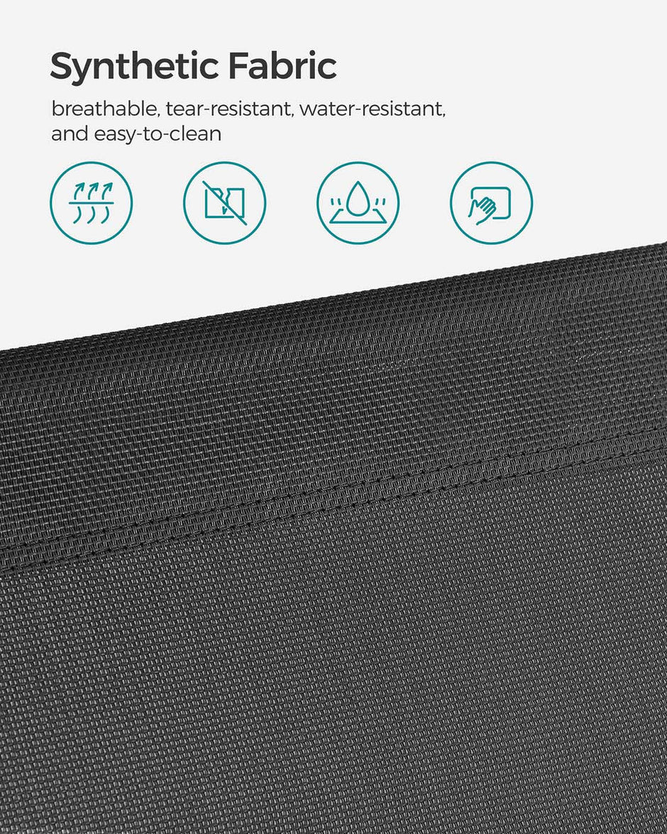 Sun Lounger – Fabric – Dark Grey – Adjustable Backrest with Headrest and Sunshade