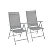 Set of 2 Folding Garden Chairs – Aluminium – Grey – Heavy Duty with 8-Angle Reclining Backrest