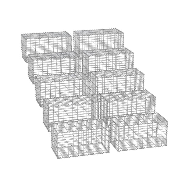 Metal Gabion Cages – Steel – Silver – Garden Fence Stone Basket 100 x 50 x 50 cm