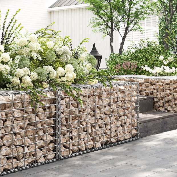 Metal Gabion Cages – Steel – Silver – Garden Fence Stone Basket 100 x 50 x 50 cm