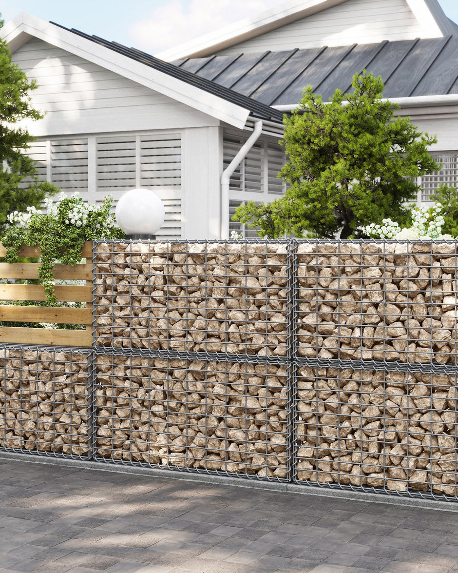 Metal Gabion Cages – Steel – Silver – Garden Fence Stone Basket 100 x 50 x 50 cm
