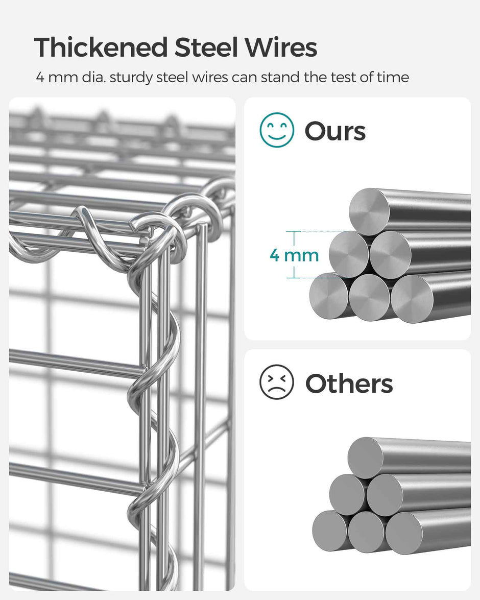 Gabion Wire Basket – Galvanized Steel – 100 x 30 x 30 cm – 4 mm Wire Diameter, 10 x 5 cm Mesh Size