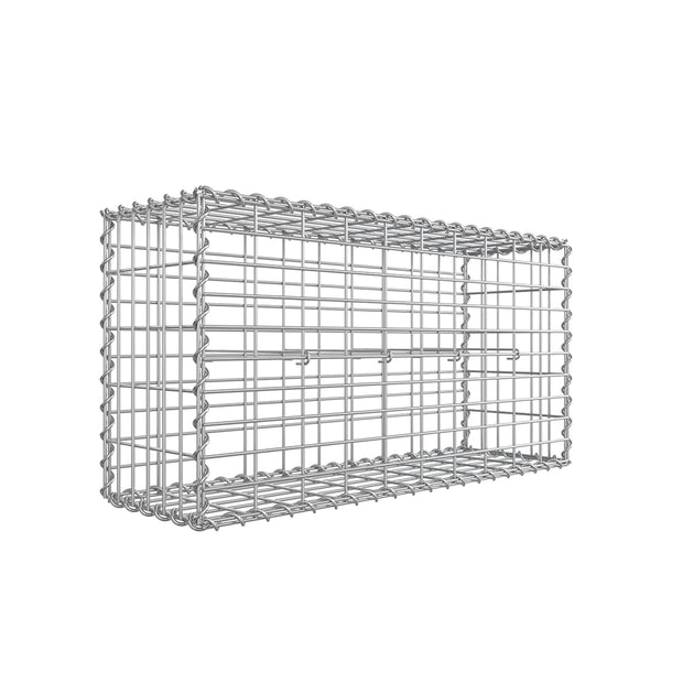 Gabion Basket – Galvanized Metal – Silver – Durable Wire Mesh 10 x 5 cm, 100 x 50 x 30 cm