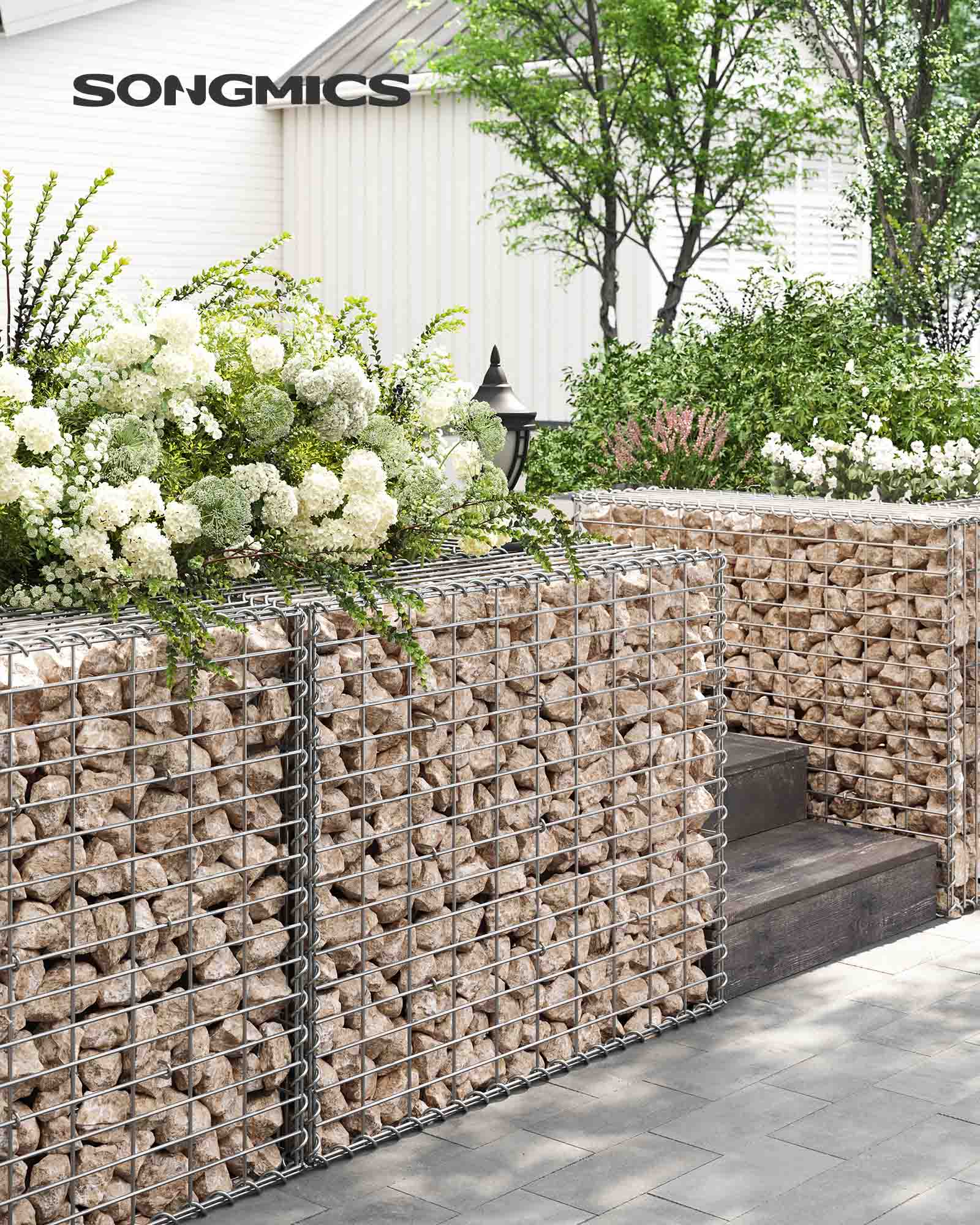 Gabion – Galvanized Steel – Silver – 100 x 80 x 30 cm, Mesh Size 10 x 5 cm
