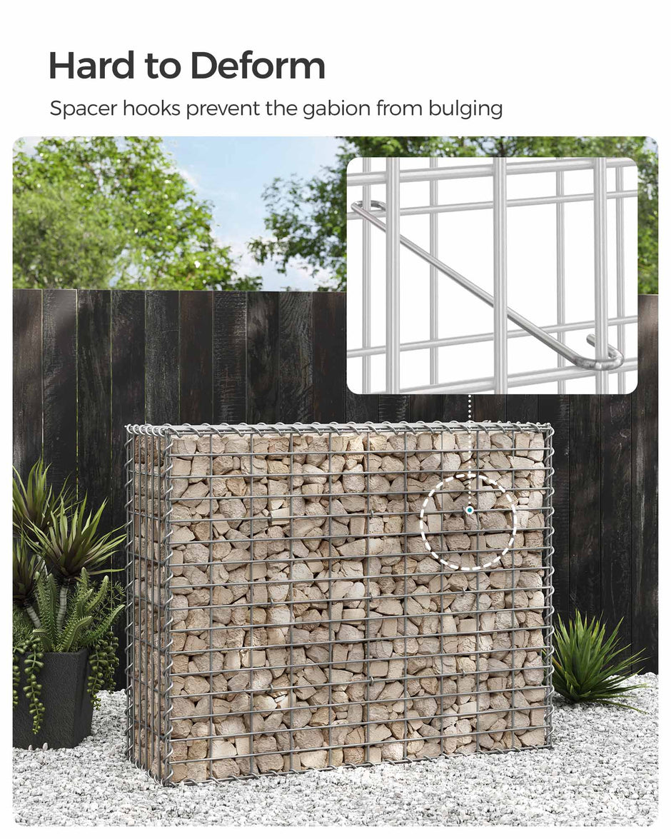 Gabion – Galvanized Steel – Silver – 100 x 80 x 30 cm, Mesh Size 10 x 5 cm