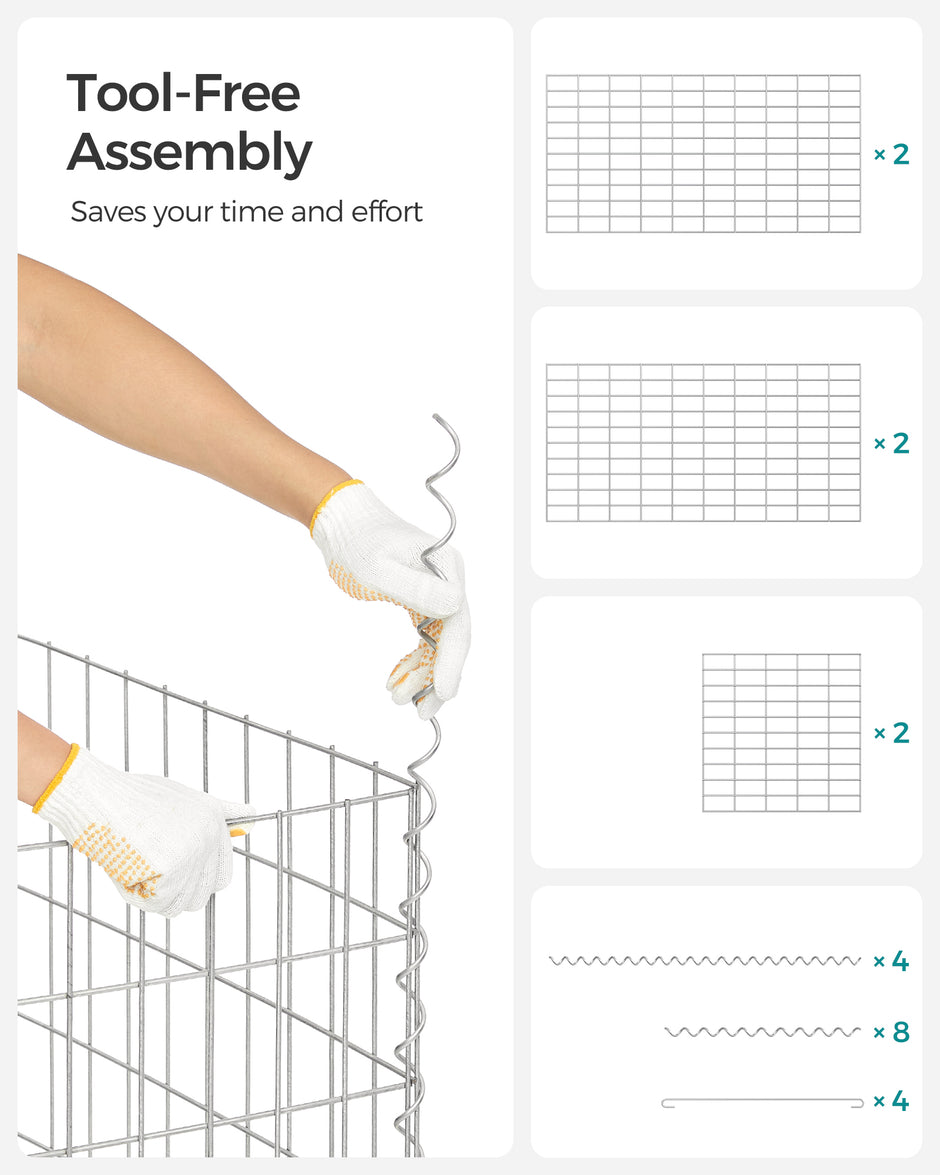 Metal Gabion Cages – Steel – Silver – Garden Fence Stone Basket 100 x 50 x 50 cm