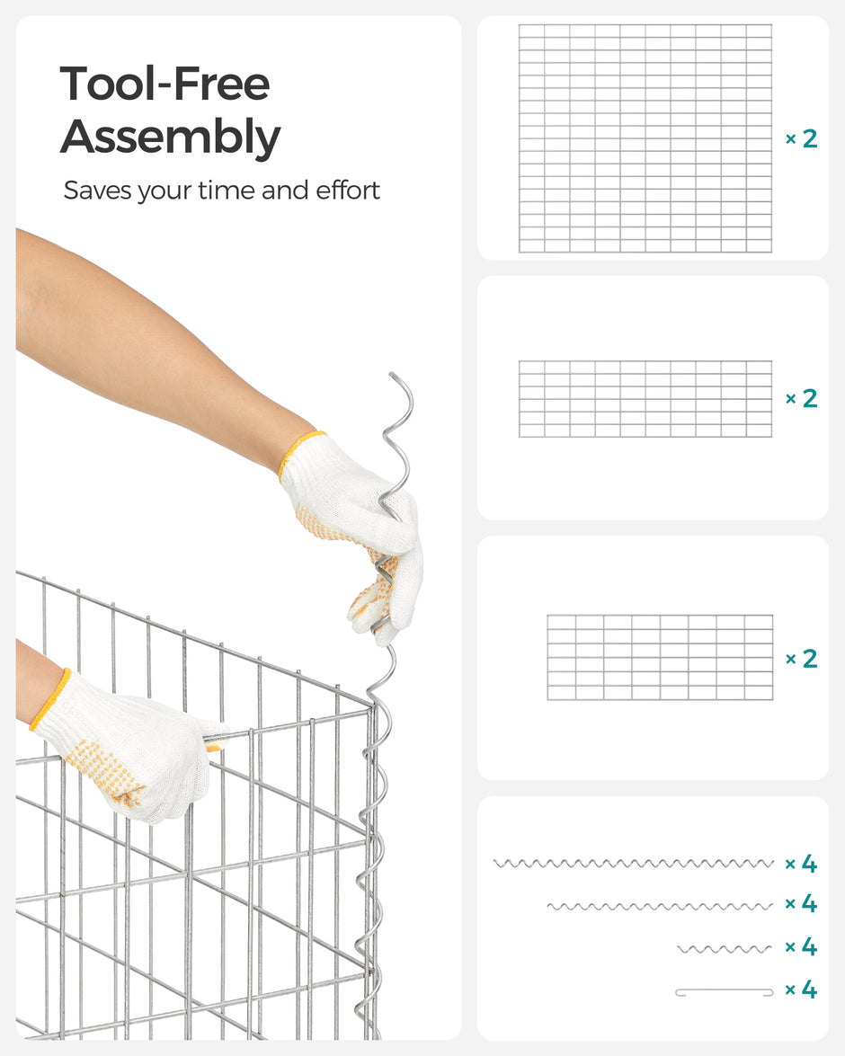 Gabion Cage – Galvanized Wire – Metal – 100 x 90 x 30 cm, 4 mm Mesh Size