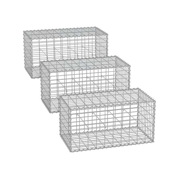 Metal Gabion Cages – Steel – Silver – Garden Fence Stone Basket 100 x 50 x 50 cm