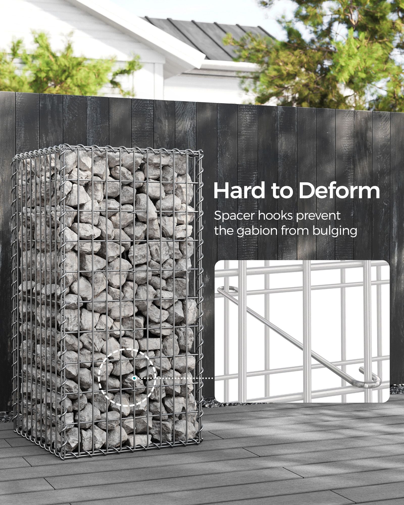 Metal Gabion Cages – Steel – Silver – Garden Fence Stone Basket 100 x 50 x 50 cm