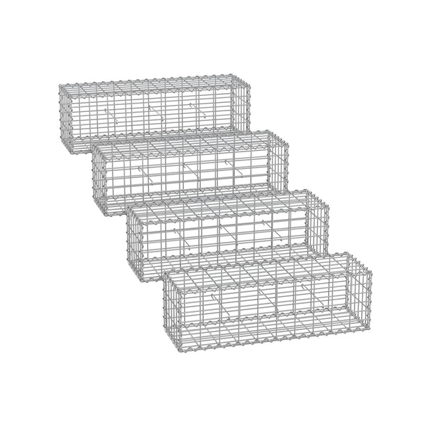 Gabion Cage – Galvanized Metal – Silver – 100 x 30 x 30 cm with 10 x 5 cm Mesh