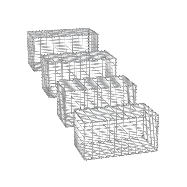Metal Gabion Cages – Steel – Silver – Garden Fence Stone Basket 100 x 50 x 50 cm