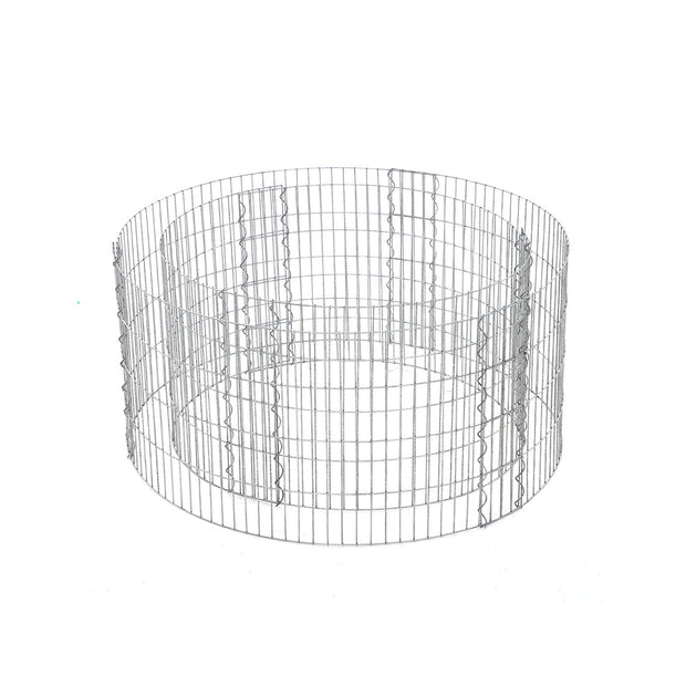 Round Metal Gabion Cage – Galvanised Steel – Silver – Rust-Resistant for Garden Decoration