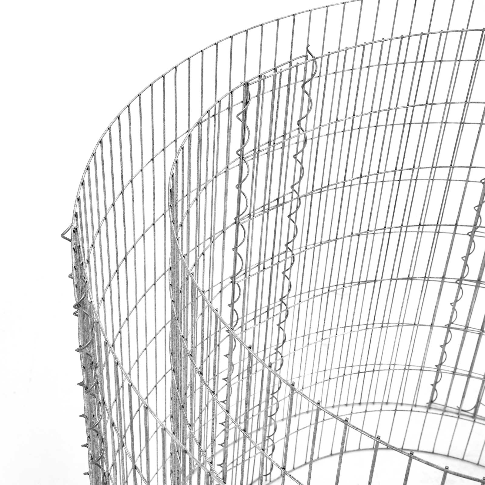 Round Metal Gabion Cage – Galvanised Steel – Silver – Rust-Resistant for Garden Decoration