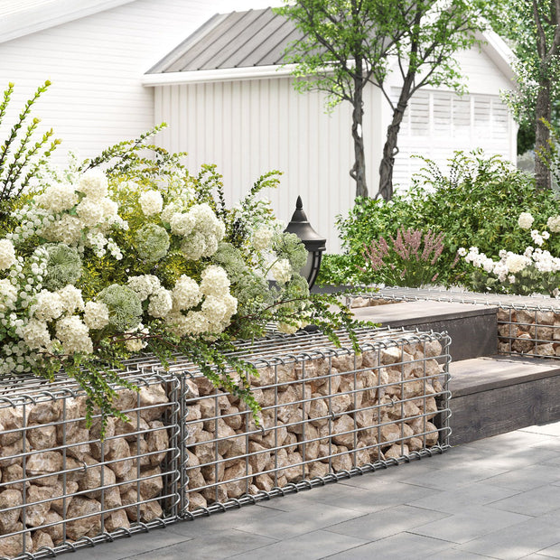 Gabion Cage – Galvanized Metal – Silver – 100 x 30 x 30 cm with 10 x 5 cm Mesh