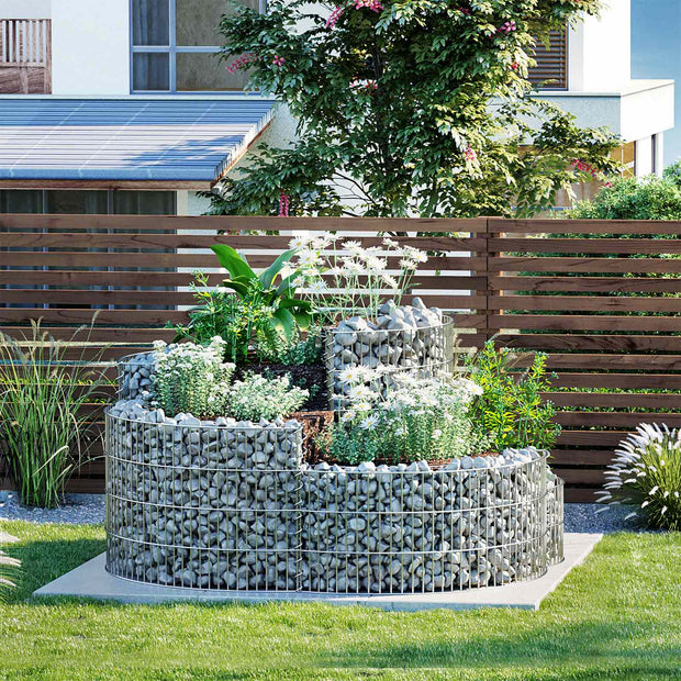 Gabion Planter – Galvanised Steel – Silver – Anti-Rust Spiral Design