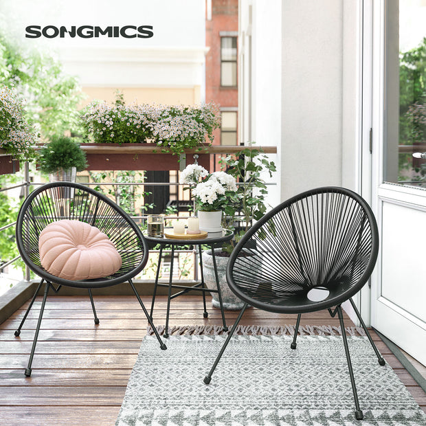 Outdoor Seating Set – Steel and Glass – White – Includes 2 Acapulco Chairs and Table