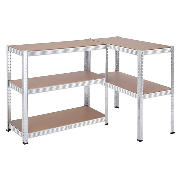 Set of 2 Garage Shelving Units – Steel – Silver – 5-Tier Adjustable Shelves, Max Load 875 kg