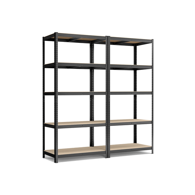 Heavy-Duty Shelving Units – Steel – Silver – Set of 2 with Adjustable Shelves and Max Load 875 kg