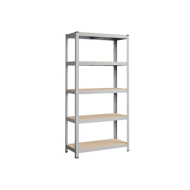 Heavy Duty Shelving Unit – Steel – Silver – Adjustable 5-Tier Design, Max Load 875 kg