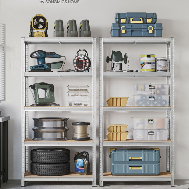 Heavy Duty Shelving Unit – Steel – Silver – Adjustable 5-Tier Design, Max Load 875 kg
