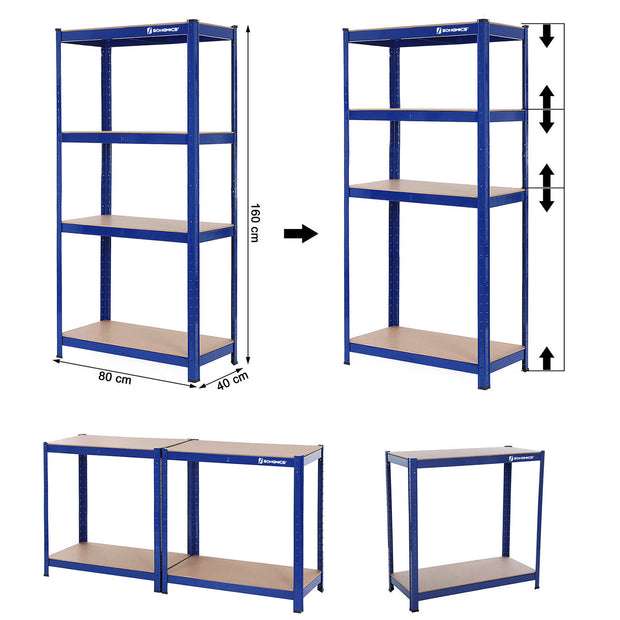 5-Tier Storage Shelf – Reinforced Steel – Silver – Adjustable Shelves, 520 kg Capacity