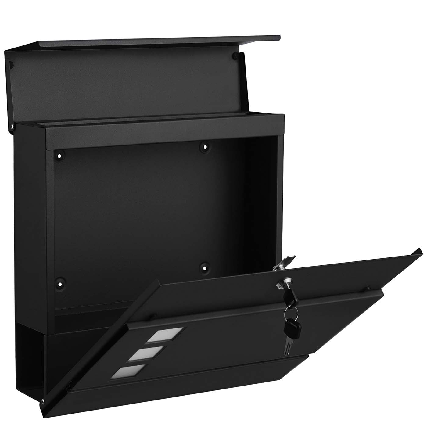 Wall-mounted Mailbox – Metal – Black – Lockable with Newspaper Holder
