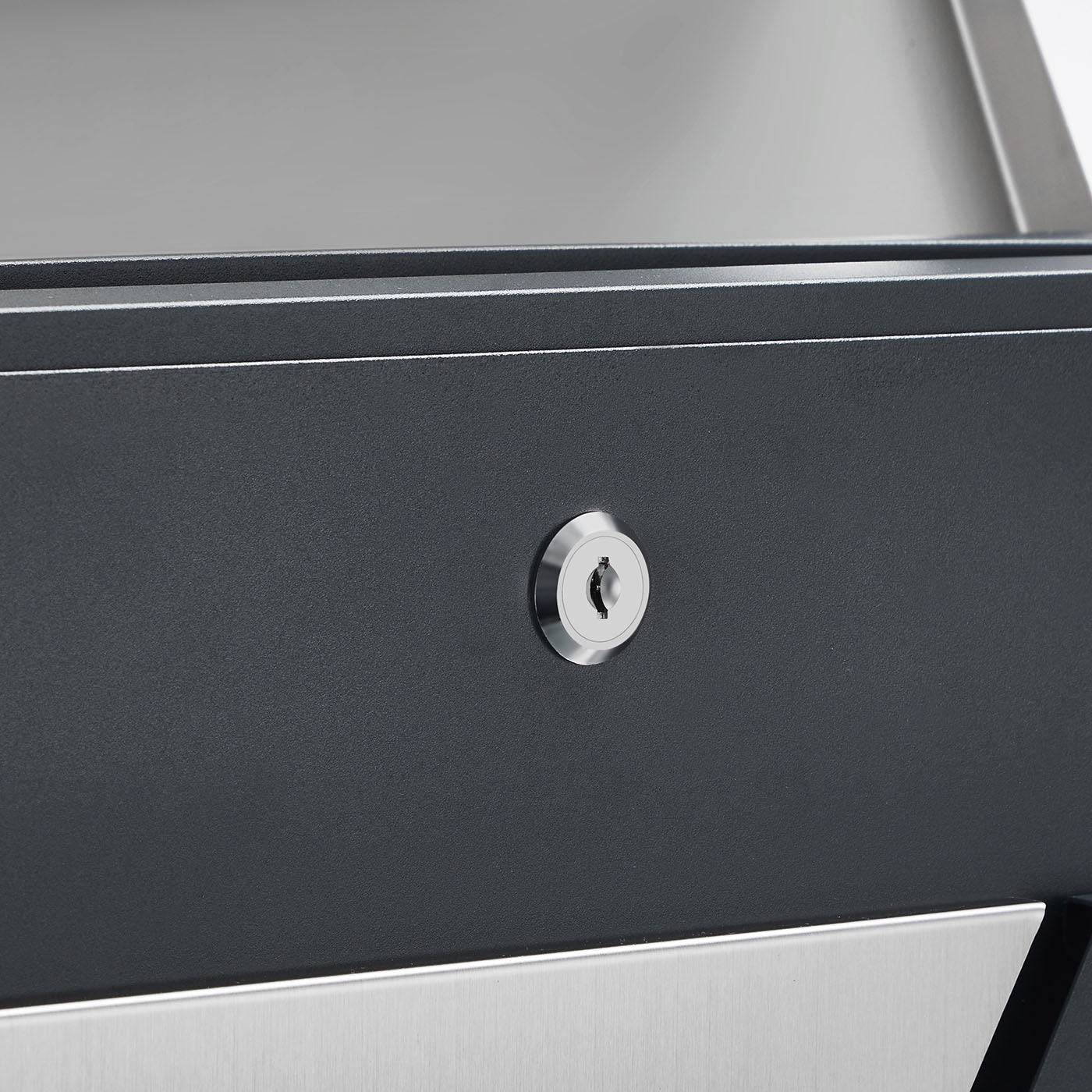 Large Wall-Mounted Locking Mailbox – Stainless Steel – Silver and Anthracite Grey – with Viewing Windows and Keys