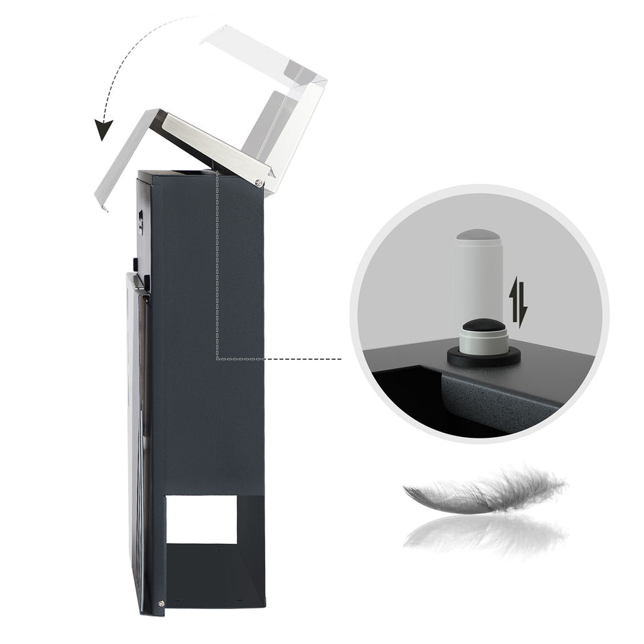 Large Wall-Mounted Locking Mailbox – Stainless Steel – Silver and Anthracite Grey – with Viewing Windows and Keys