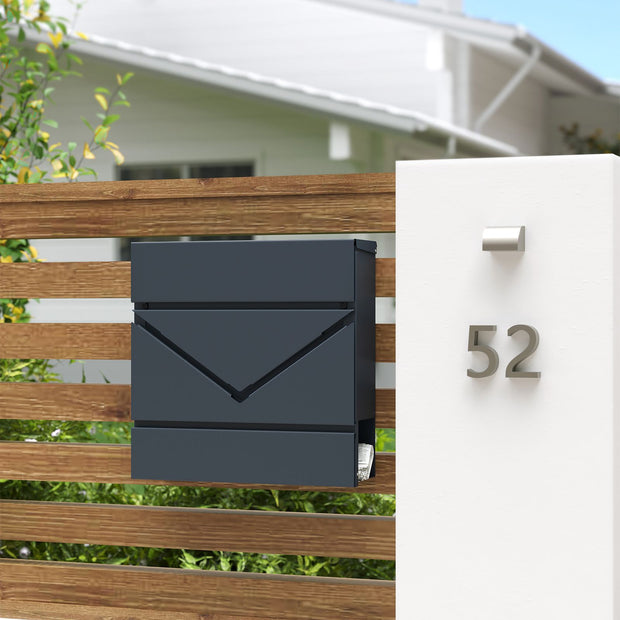 Wall-Mounted Mailbox – Steel – Anthracite Grey – With Lock and Viewing Window