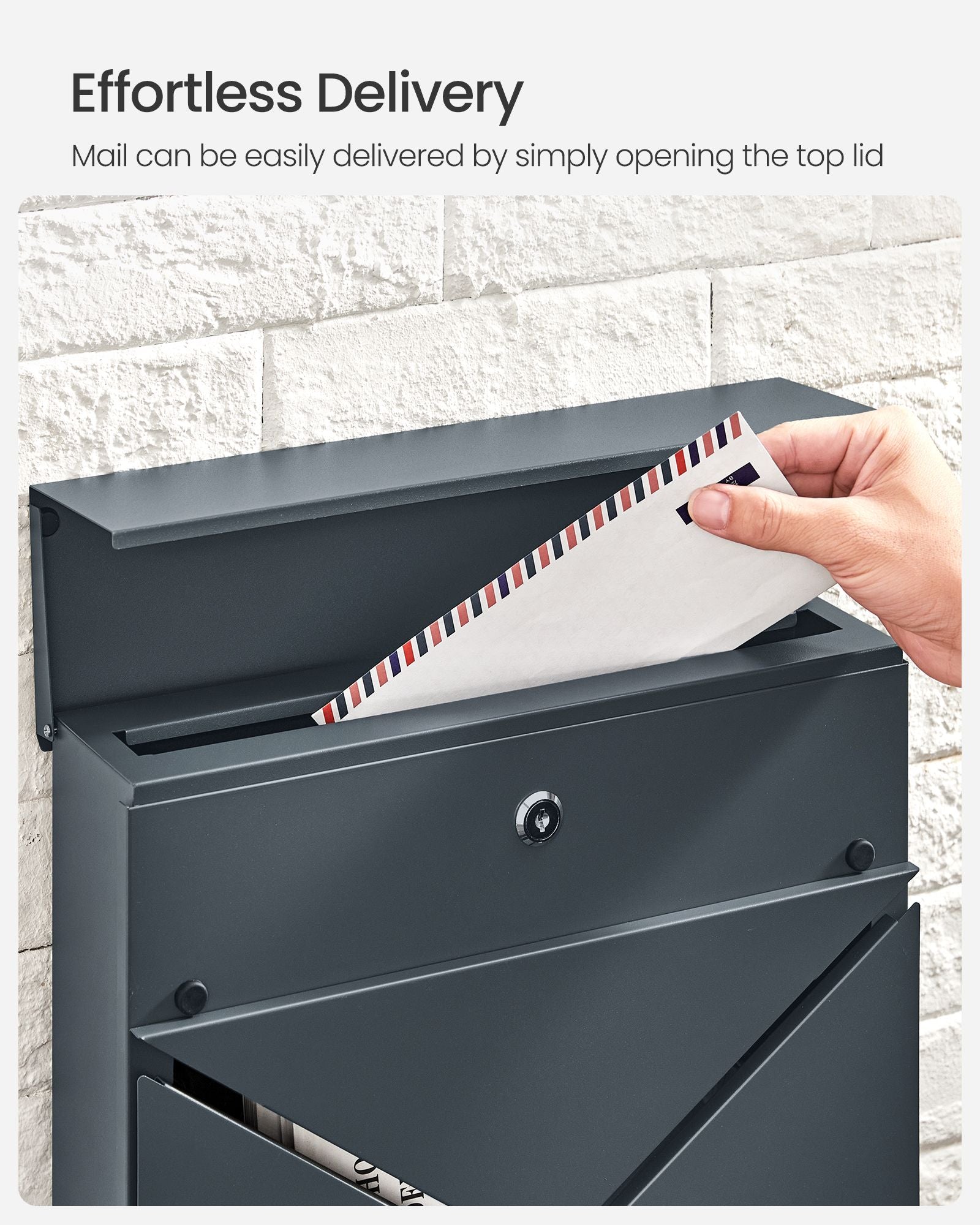 Wall-Mounted Mailbox – Steel – Anthracite Grey – With Lock and Viewing Window