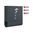 Wall-Mounted Mailbox – Metal – Anthracite Grey – Capped Lock with Copper Core and Newspaper Holder