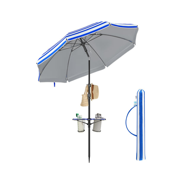 Garden Parasol – Fabric – Blue – UPF 50+ Sun Protection with Adjustable Height and Double-Side Tilt