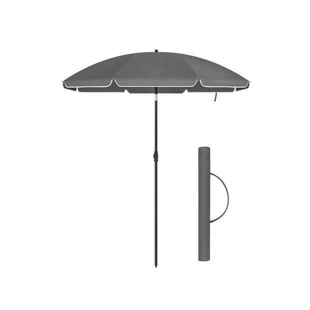 Beach Umbrella – Polyester – Blue – UPF 50+, Tilt Mechanism, Includes Carry Bag