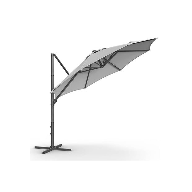 Garden Parasol – Fabric – Dove Grey – UPF 50+, 360° Swivel, Seamless Tilt, Crank Opening