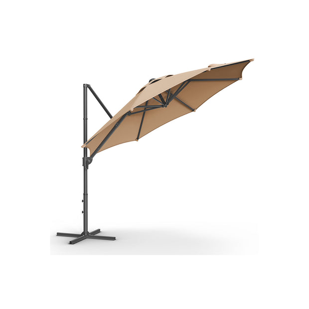 Garden Parasol – Fabric – Dove Grey – UPF 50+, 360° Swivel, Seamless Tilt, Crank Opening