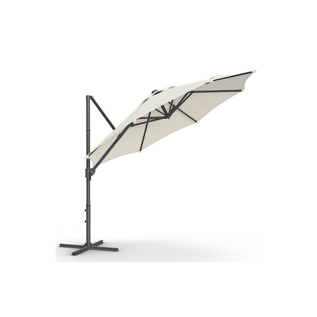 Garden Parasol – Fabric – Dove Grey – UPF 50+, 360° Swivel, Seamless Tilt, Crank Opening