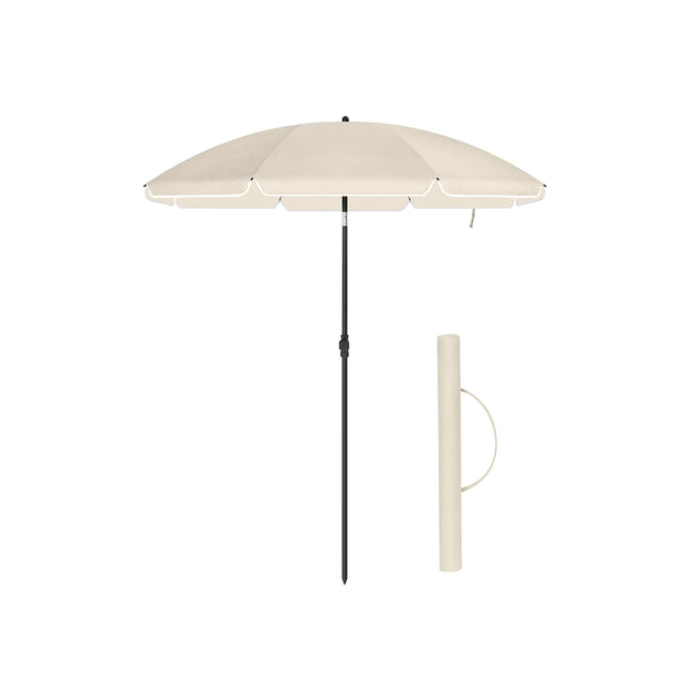 Beach Umbrella – Polyester – Blue – UPF 50+, Tilt Mechanism, Includes Carry Bag