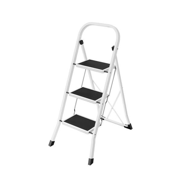 3 Step Ladder – Heavy Duty Steel – Folding and Portable – Anti-Slip Mat, Max Load Capacity 150 kg