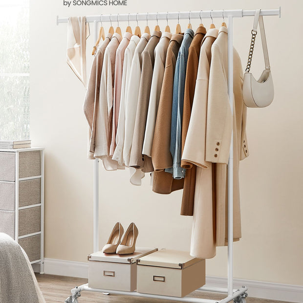 Heavy Duty Clothes Rack – Metal – Portable – Extendable Hanging Rail, 90 kg Load Capacity