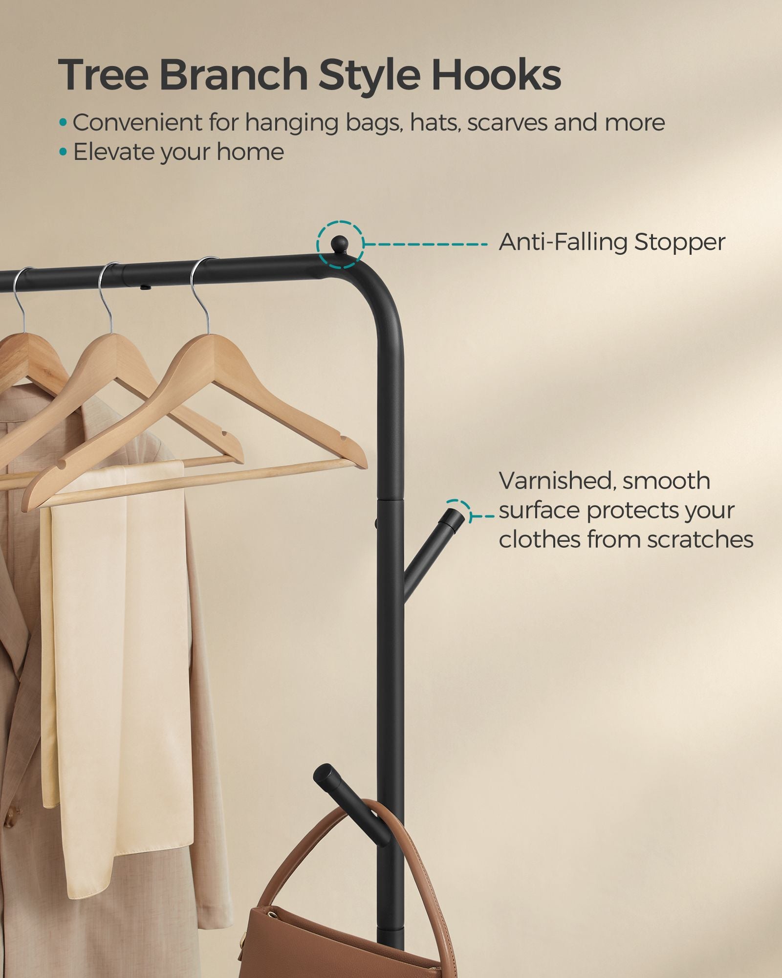 Clothes Rack – Heavy-Duty Metal – Ink Black – Extendable and Collapsible with Wheels